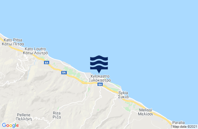 Mappa delle maree di Xylókastro, Greece