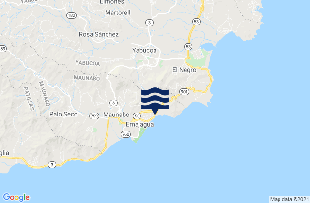 Mappa delle maree di Yabucoa Barrio-Pueblo, Puerto Rico
