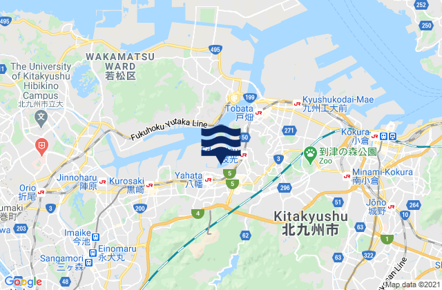 Mappa delle maree di Yahatahigashi-ku, Japan
