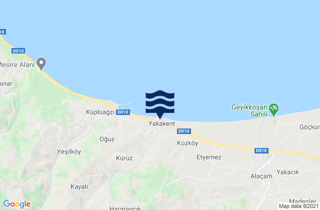 Mappa delle maree di Yakakent, Turkey