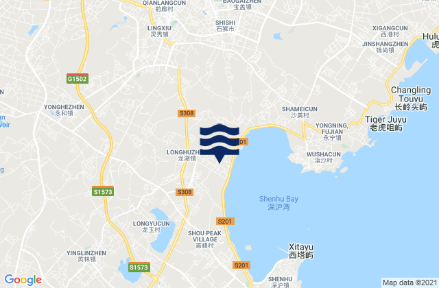 Mappa delle maree di Yakoucun, China