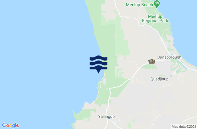 Mappa delle maree di Yallingup, Australia