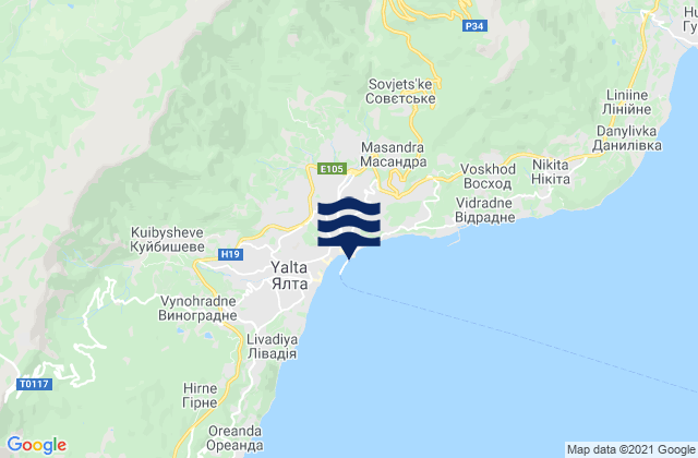 Mappa delle maree di Yalta, Ukraine