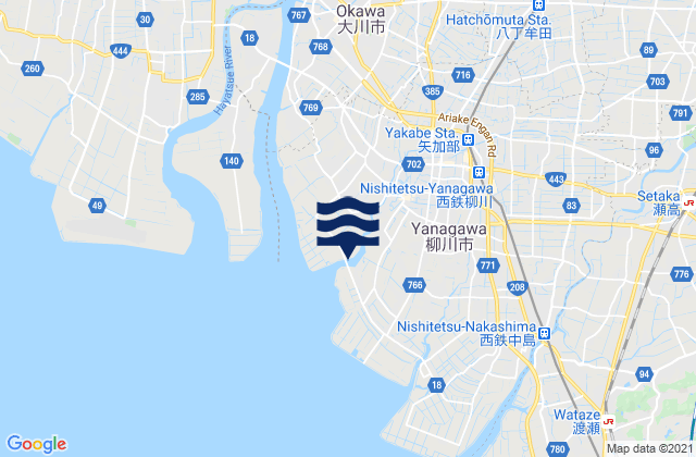 Mappa delle maree di Yanagawa Shi, Japan