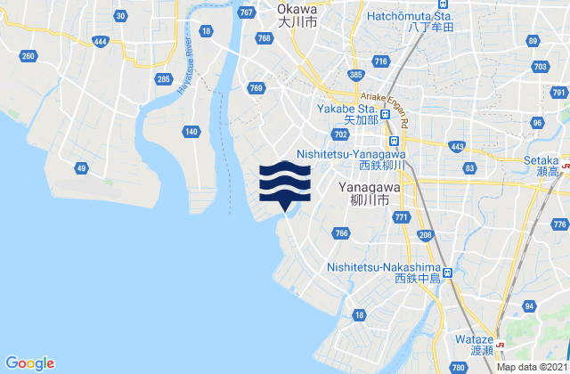 Mappa delle maree di Yanagawa, Japan
