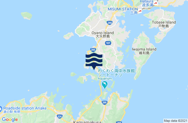 Mappa delle maree di Yanagino Seto Yatsushiro Kai, Japan