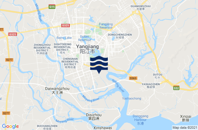 Mappa delle maree di Yangjiang, China