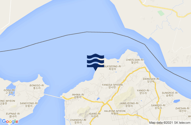 Mappa delle maree di Yangsa, South Korea