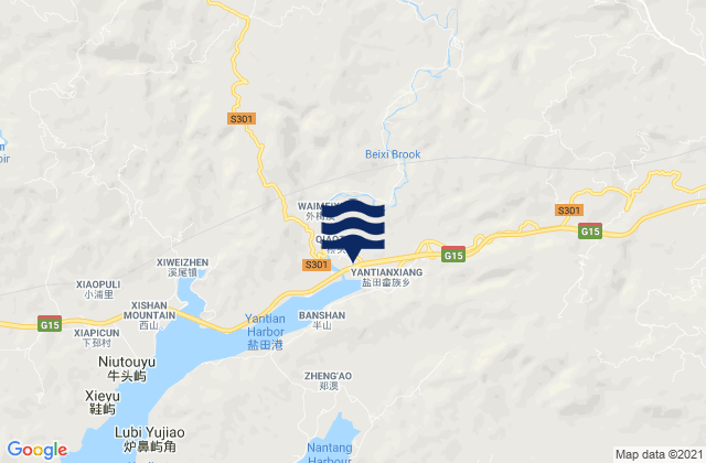 Mappa delle maree di Yantian, China