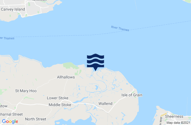 Mappa delle maree di Yantlet beach, United Kingdom