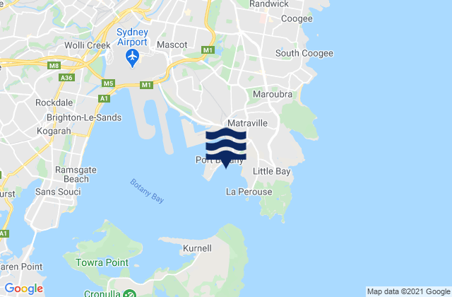 Mappa delle maree di Yarra Bay, Australia