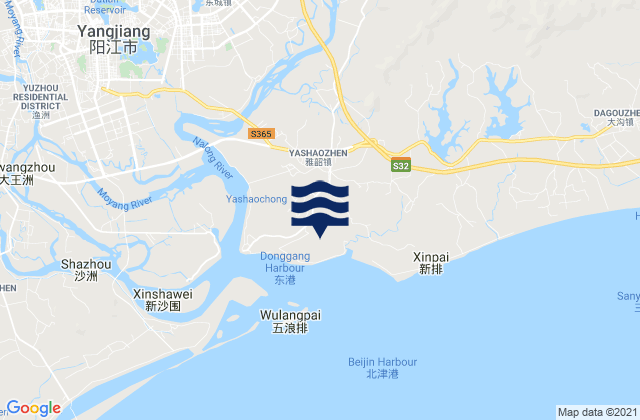 Mappa delle maree di Yashao, China