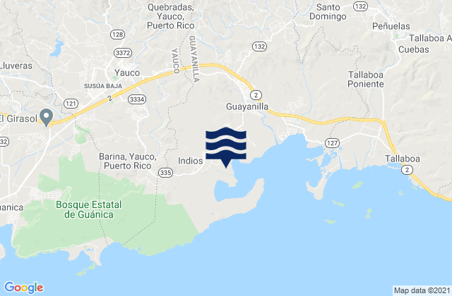 Mappa delle maree di Yauco Barrio-Pueblo, Puerto Rico