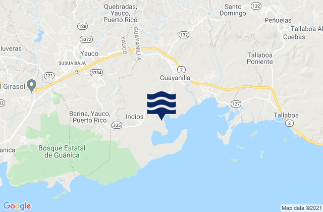 Mappa delle maree di Yauco Municipio, Puerto Rico