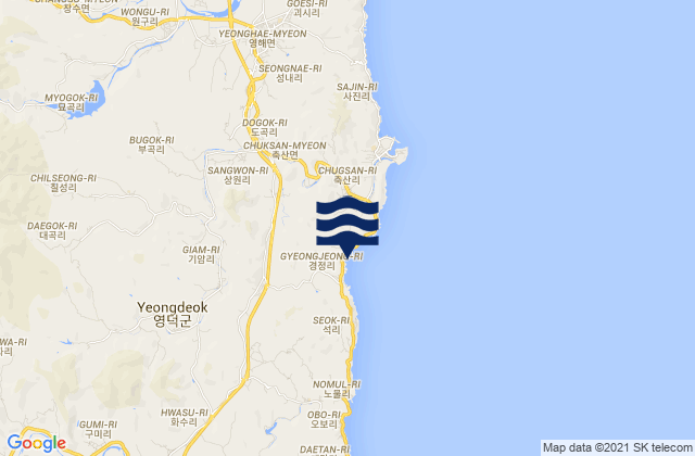 Mappa delle maree di Yeongdeok-gun, South Korea