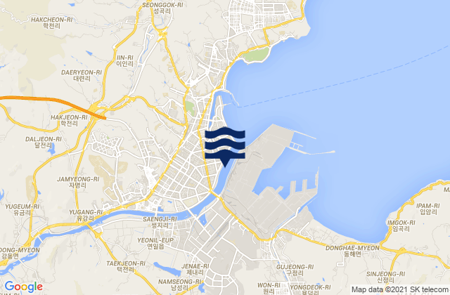 Mappa delle maree di Yeonil, South Korea