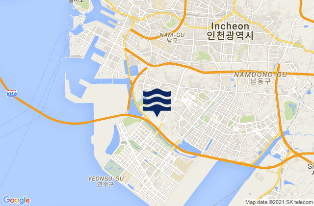 Mappa delle maree di Yeonsu-gu, South Korea