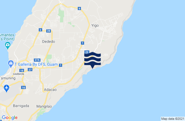 Mappa delle maree di Yigo Municipality, Guam