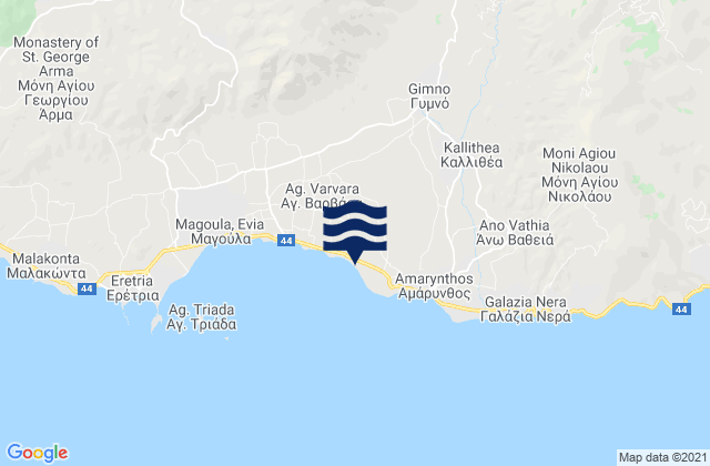 Mappa delle maree di Yimnón, Greece