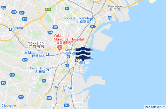 Mappa delle maree di Yokkaichi-shi, Japan