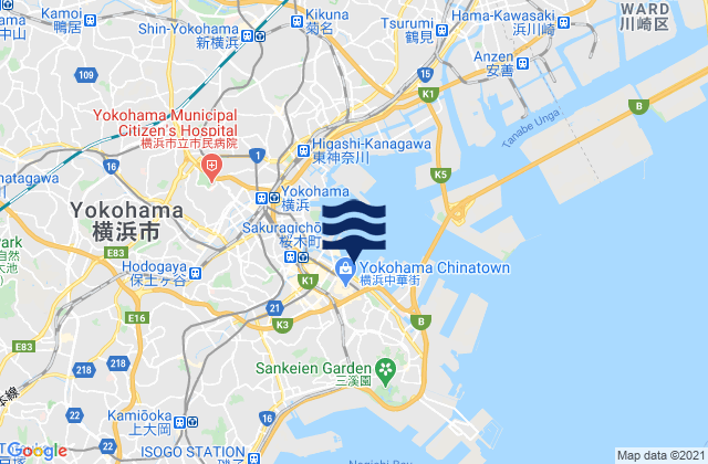 Mappa delle maree di Yokohama-shi, Japan