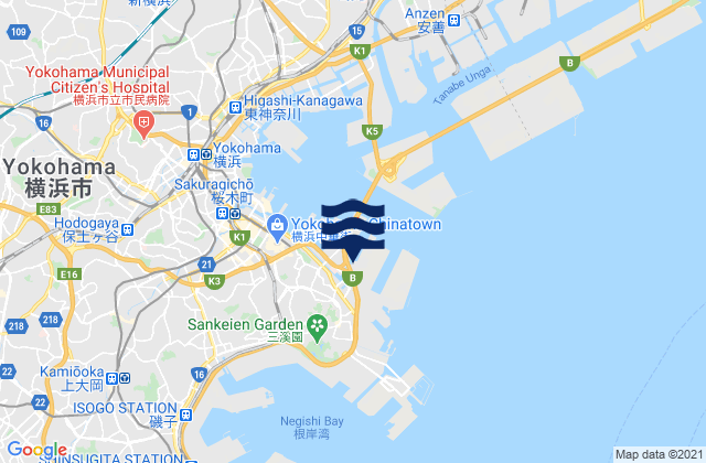 Mappa delle maree di Yokohama Sin-Yamasita, Japan