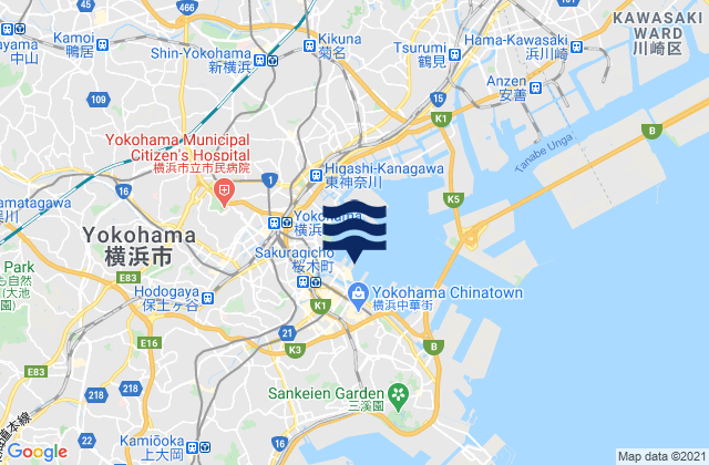 Mappa delle maree di Yokohama Sinko, Japan