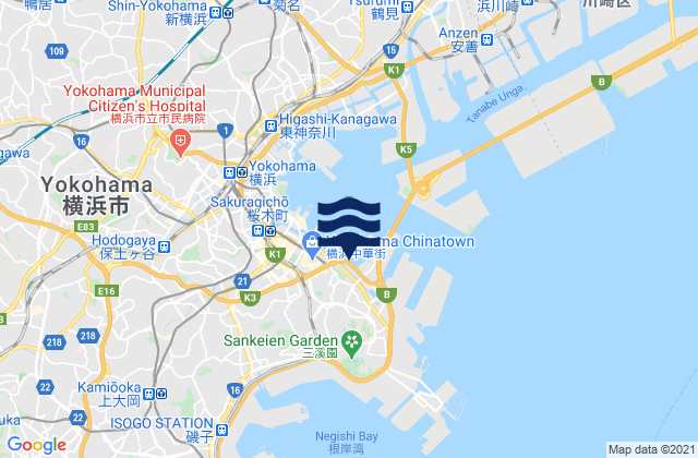 Mappa delle maree di Yokohama, Japan