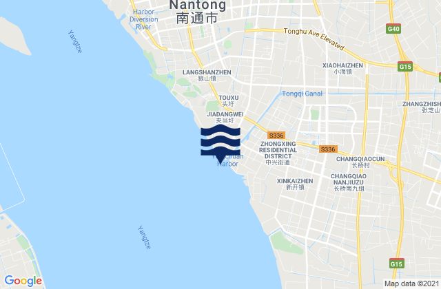Mappa delle maree di Yongxing, China