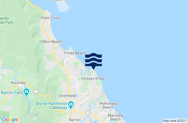 Mappa delle maree di Yorkeys Knob, Australia