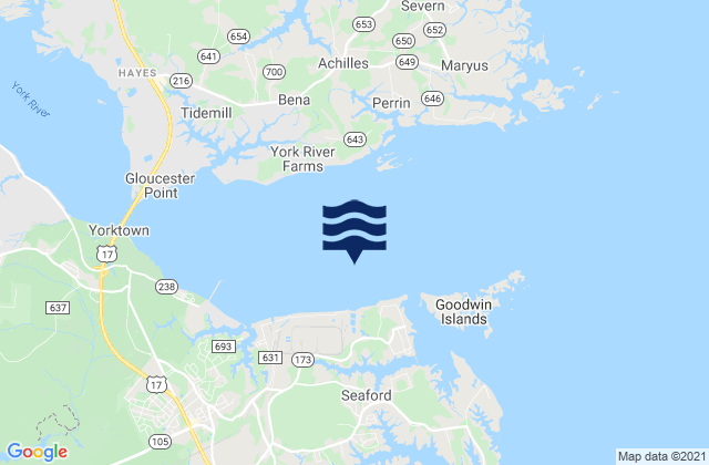 Mappa delle maree di Yorktown Goodwin Neck, United States