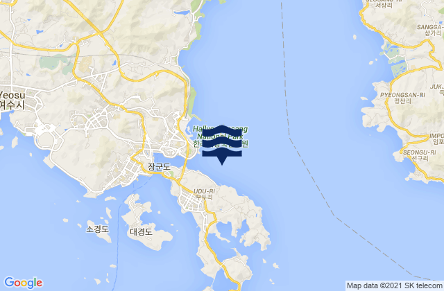 Mappa delle maree di Yosu, South Korea