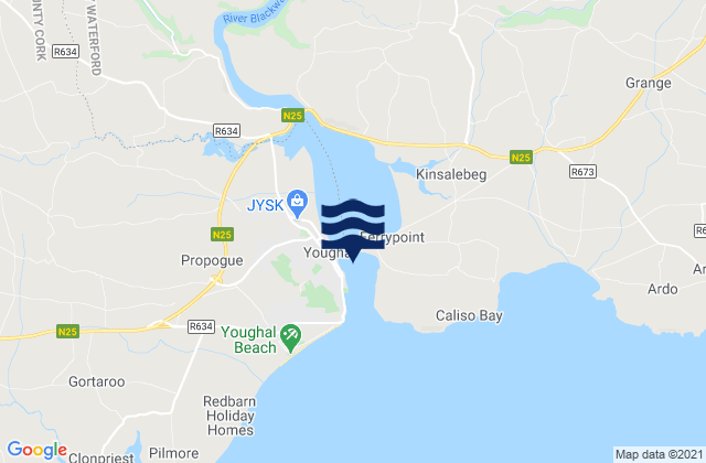 Mappa delle maree di Youghal Harbour, Ireland