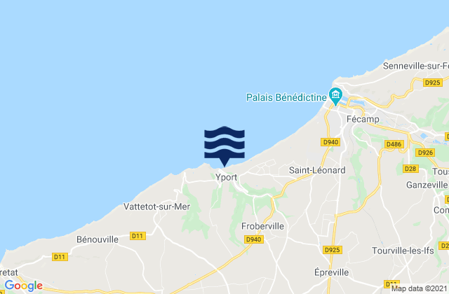 Mappa delle maree di Yport, France