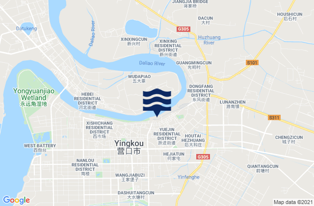 Mappa delle maree di Yuejin, China