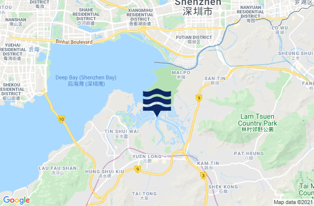 Mappa delle maree di Yuen Long Kau Hui, Hong Kong