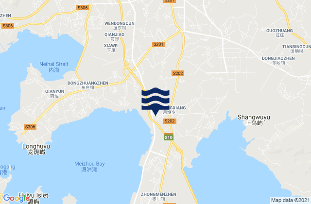 Mappa delle maree di Yuetang, China