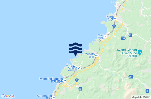 Mappa delle maree di Yunotu, Japan