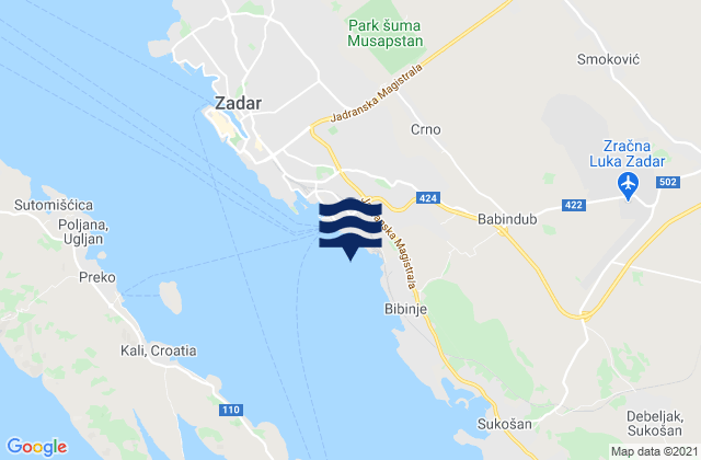 Mappa delle maree di Zadar, Croatia