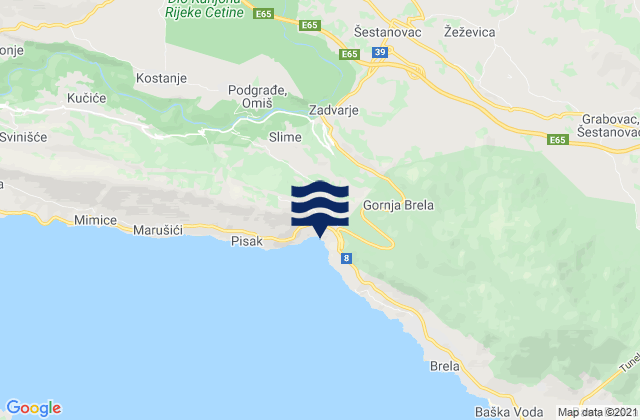 Mappa delle maree di Zadvarje, Croatia