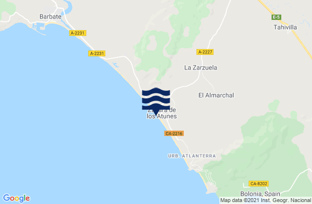 Mappa delle maree di Zahara de los Atunes, Spain