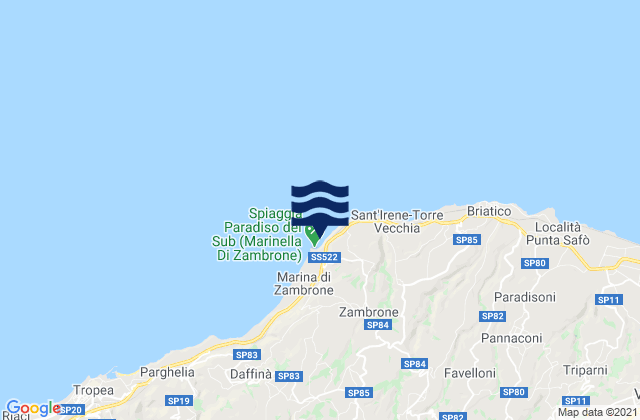 Mappa delle maree di Zambrone, Italy
