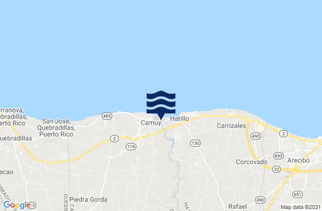 Mappa delle maree di Zanja Barrio, Puerto Rico