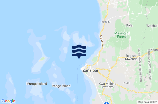 Mappa delle maree di Zanzibar Zanzibar Island, Tanzania