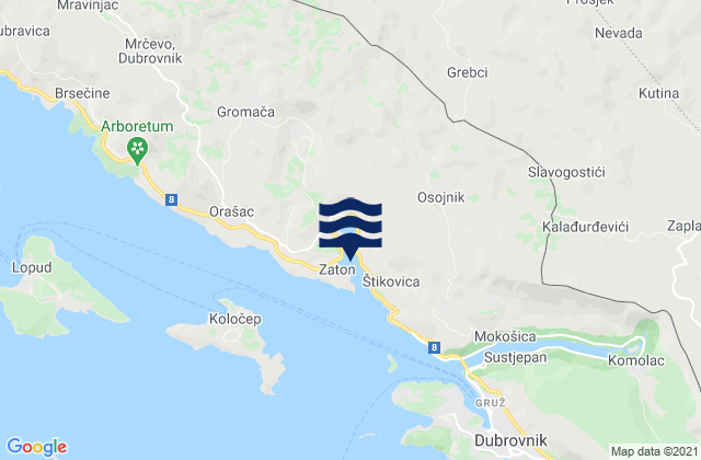Mappa delle maree di Zaton, Croatia