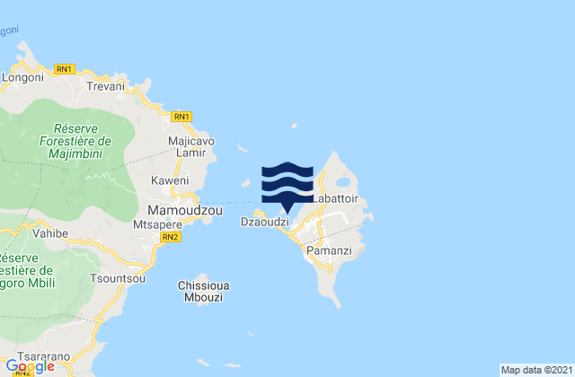 Mappa delle maree di Zaudzi Ile Mayotte, French Southern Territories