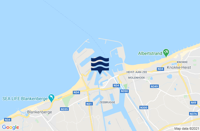 Mappa delle maree di Zeebrugge Port, Belgium