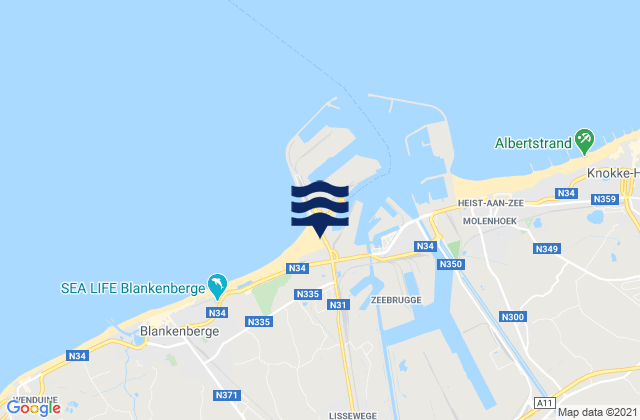 Mappa delle maree di Zeebrugge, Belgium