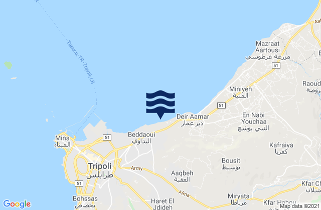 Mappa delle maree di Zghartā, Lebanon