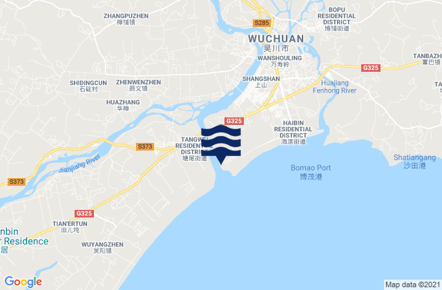 Mappa delle maree di Zhangpu, China
